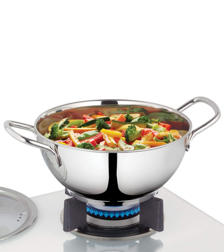 Borosil Stainless Steel Kadhai With Lid 2.3 L