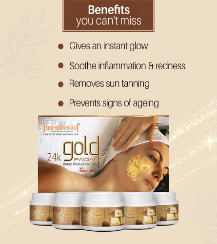 Aryanveda APS Gold Facial Kit for Deep Moisturization & Radiant Instant Glowing Skin 510 gm (Fs)