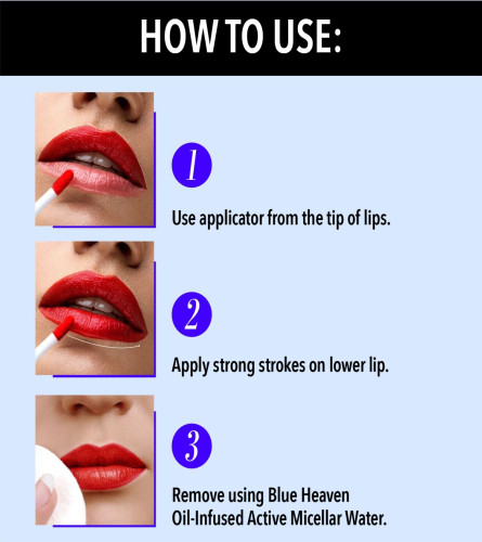 Blue Heaven Hyperstay Weightless Liquid Matte Lipstick For Women - Rockin' Red 6 ml (Pack Of 4) Fs