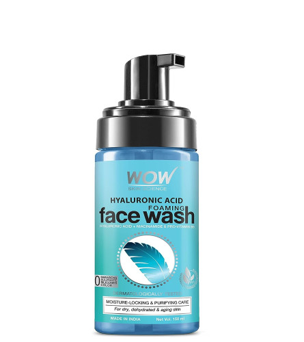 WOW Skin Science Hyaluronic Acid Foaming Face Wash for Dry Skin & Intense Face Cleansing