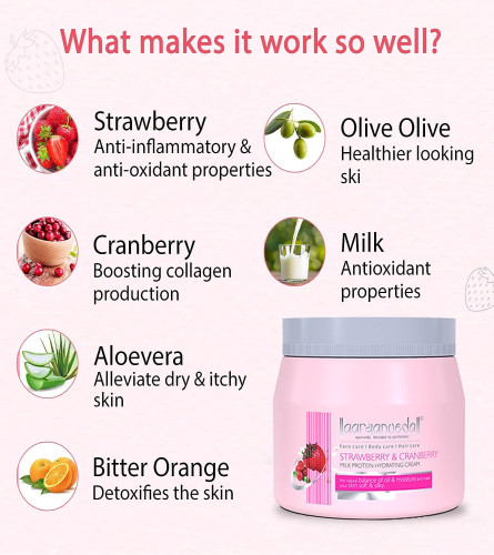 Aryanveda Strawberry & Cranberry Milk Protein Skin Cream 400 gm (Fs)