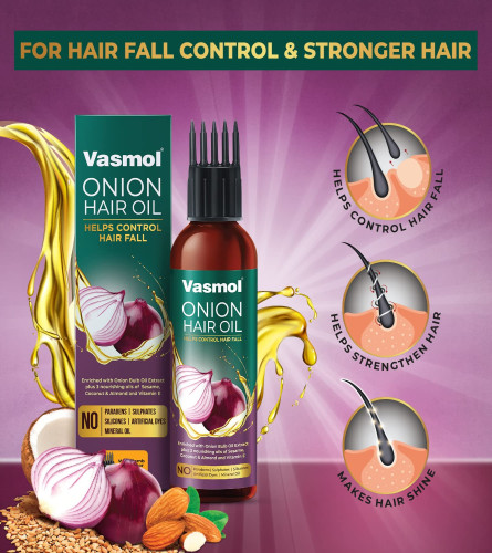 VASMOL ONION HAIR OIL 200 ML (Pack of 2) Fs
