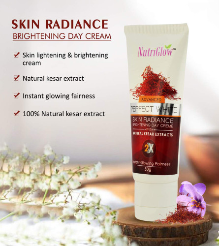 Nutriglow Advanced Perfect White Skin Radiance Brightening Day Creme With Natural Kesar 50 gm (Pack Of 4) Fs
