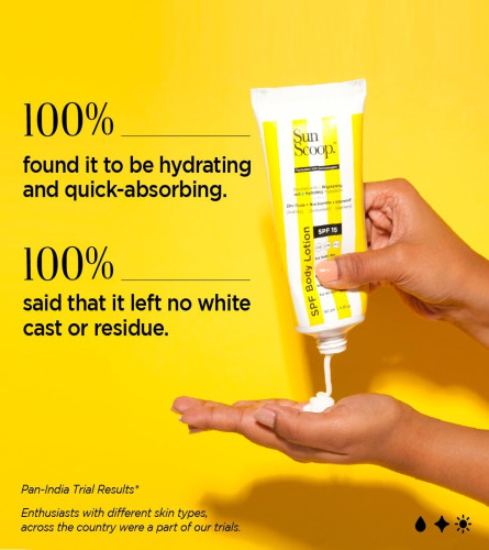 SunScoop SPF Body Lotion | SPF 15 | Enriched with Zinc Oxide + Niacinamide + Vitamin E