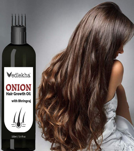 Vedlekha Premium Onion Hair Oil for Hair Growth with Comb Applicator