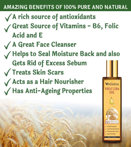 Vedlekha Natural & Organic Wheatgerm Oil For Hair Growth & Anti Dandruff Oil