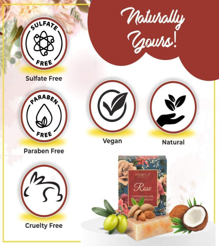 Marbella Naturals Luxury Rose Cold Pressed Soap, Handmade Natural Body Bar