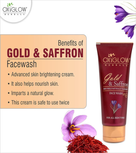 Oxyglow Golden Glow Gold and Saffron Face Wash, 100 ml (pack of 2) free shipping
