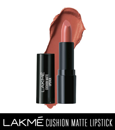 LAKMÉ Cushion Matte Lipstick, Pink Blush, Long Lasting, Comfortable Velvet Matte Finish - Waterproof, Non Drying, Creamy Matte Bullet Lipstick