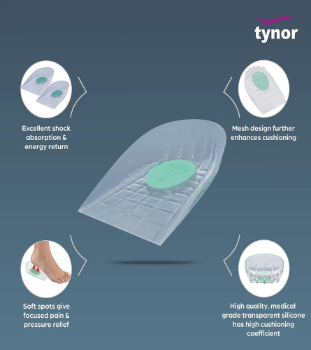 Tynor Heel Cushion Silicone, White, XL, 1 Pair (free shipping)