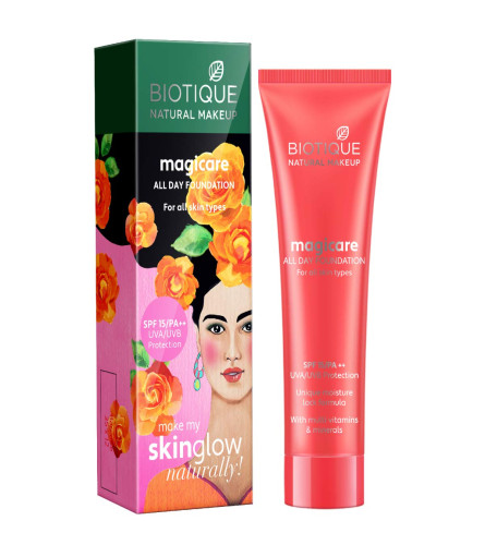 Biotique Natural Makeup Magicare All Day Liquid Foundation (Seashell, 30ml, Natural Finish)