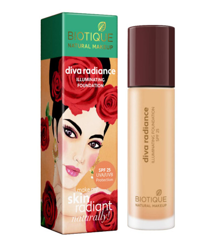 Biotique Natural Makeup Diva Radiance Illuminating Foundation, Almond Glow