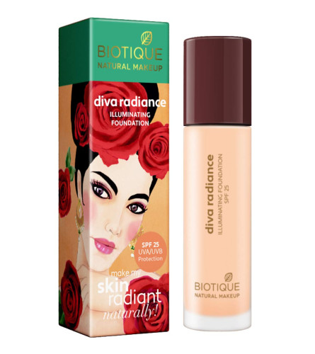 Biotique Natural Makeup Diva Radiance Illuminating Foundation, Creamy Oatmeal