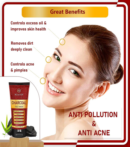 Newish Activated Charcoal Face Wash for Men & Woman