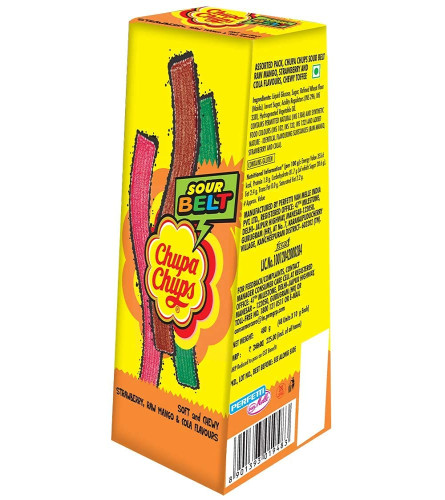 Chupa Chups, Sour Belt, Mixed Fruit Flavour, Soft & Chewy Toffee Pack, 480 g (Count of 48) Free ship
