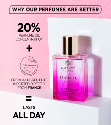 Bella Vita Luxury Senorita Eau De Parfum Perfume for Women with Yuzu, Lotus, Magnolia & Musk |Fresh & Fruity Long Lasting EDP Frgarance Scent