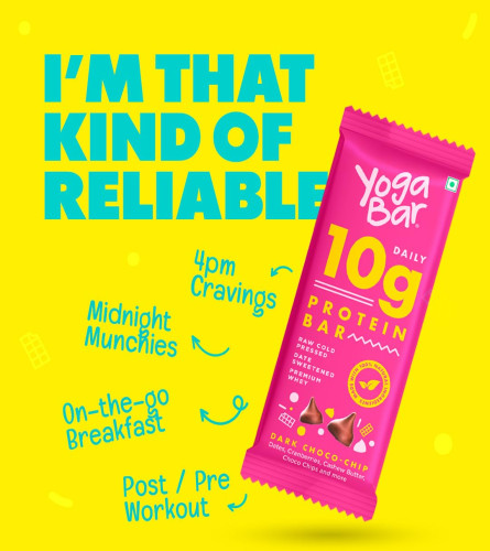 Yogabar Variety Pack 10g Protein Bars [Pack of 6], Protein Blend & Premium Whey, 100% Veg, Rich Protein Bar with Date, Vitamins, Fiber, Energy & Immunity for fitness. 100% Natural ingredients used.