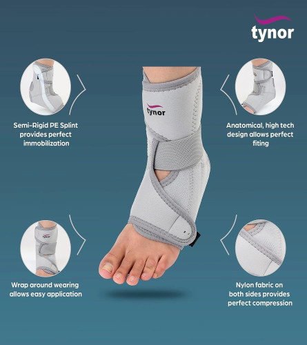 Tynor Ankle Support (Neo), Grey, Universal Size