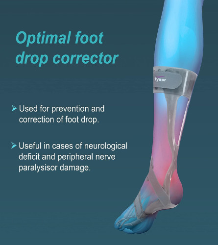Tynor Foot Drop Splint With Liner, Grey, Left, Medium