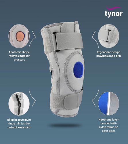 TYNOR Knee Support Hinged (Neoprene) (M(17.2 - 19.6))