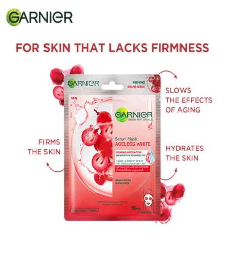 Garnier Skin Naturals, Ageless White, Face Serum Sheet Mask (Red)