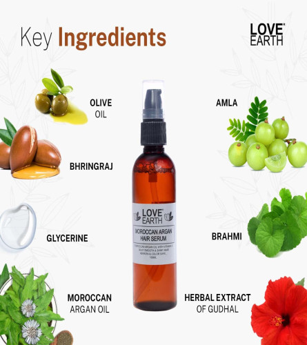 Love Earth Moroccan Argan Hair Serum Enriched With Moroccan Argan Oil And Bhringraj