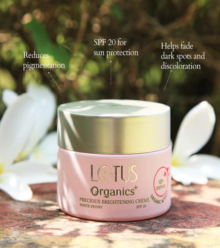 Lotus Organics+ Precious Brightening Cream For Dark Spots, Blemishes & Pigmentation 50 gm (Fs)