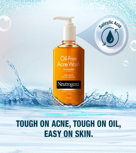 Neutrogena Oil Free Acne Wash For Acne Prone Skin With Salicylic Acid, 175ml. (Free Shipping)