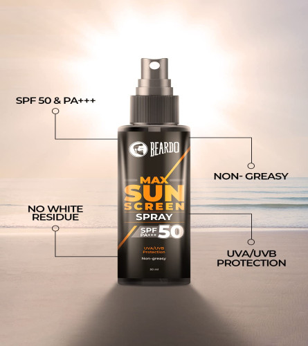 Beardo Max Sunscreen SPF 50 Spray for Men 50 ml (pack of 2) Fs