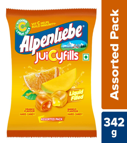 Alpenliebe Juicy Fills, Orange & Mango Flavour, Assorted Candy Pouch, 380 g, 100 pc .(Free Shipping)