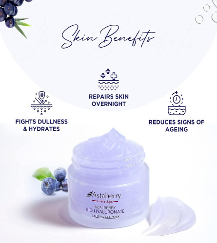 Astaberry Indulge Acai Berry Bio Hyaluronate Sleeping Gel Mask For Face