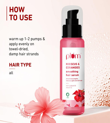 Plum Hibiscus Hair Serum for Long Hair, with Ceramides, Jojoba Oil and Vitamin E