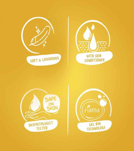 Fiama Gel bathing bar Golden Sandalwood oil and Patchouli with skin conditioners for soft 125 G X 6
