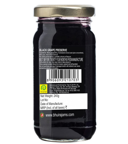 Bhuira|All Natural Jam Black Grape Preserve|No Added Sugar|No Added preservatives |No Artifical Color Added(Free Shipping)