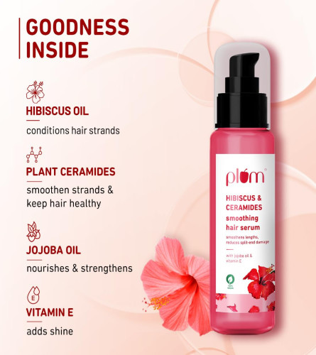 Plum Hibiscus Hair Serum for Long Hair, with Ceramides, Jojoba Oil and Vitamin E