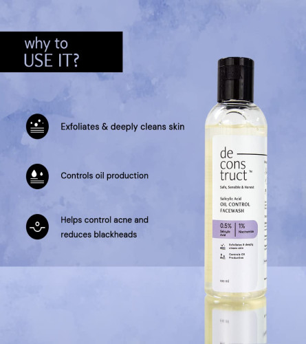 Deconstruct Salicylic Acid Oil Control Face Wash, 0.5% Salicylic Acid +1% Niacinamide