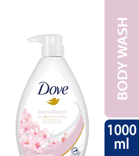 Dove Refreshing Sakura Blossom Body Wash With Himalaya Pink Salt, Go Fresh Shower Gel With Soothing, Floral Scent, Skin Prebiotics Formula For Replenished Skin, 1L ( Free Shipping )
