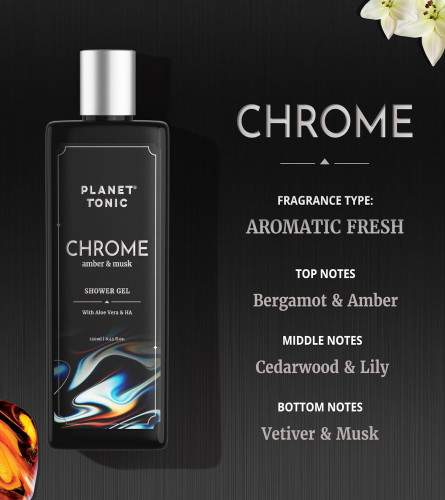 Planet Tonic Chrome Amber and Musk Body Wash with Aloe Vera & Hyaluronic Acid