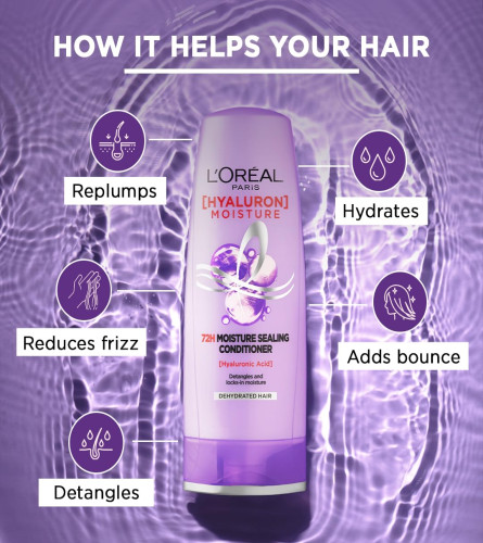 L'Oreal Paris Moisture Sealing Conditioner, With Hyaluronic Acid, For Dry & Dehydrated Hair, Adds Shine & Bounce, Hyaluron Moisture 72H, 180ml (Free Shipping )