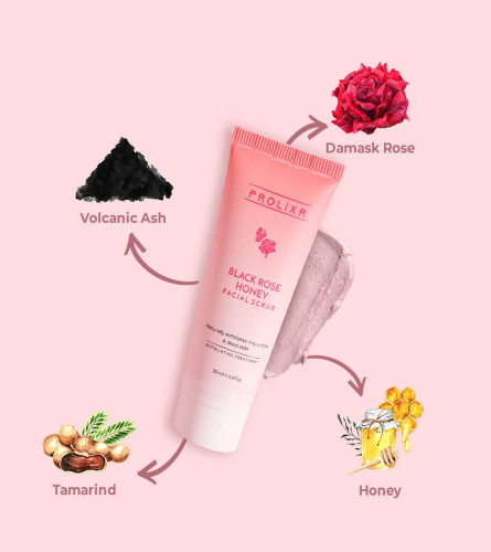 Prolixr Black Rose Honey Exfoliating Face Scrub - Tan | Blackhead | Whitehead