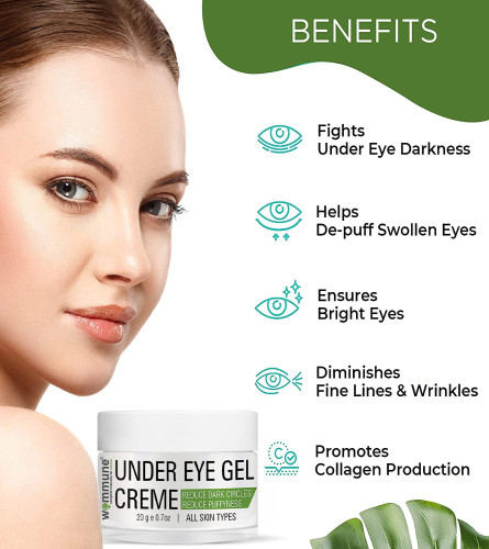 Wommune Under Eye Cream Gel for Dark Circles Puffy Eyes Wrinkles & Removal of Fine Lines