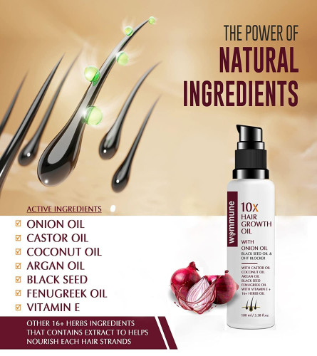 Wommune Hair Growth Oil - With Onion Oil & Black seed Oil Real Coffee Beans