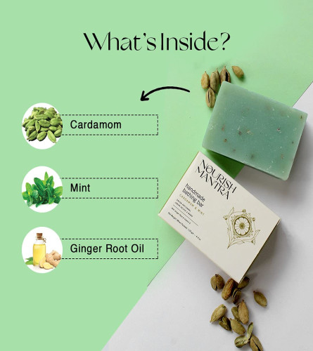 Jabón de baño hecho a mano Nourish Mantra (cardamomo y menta)