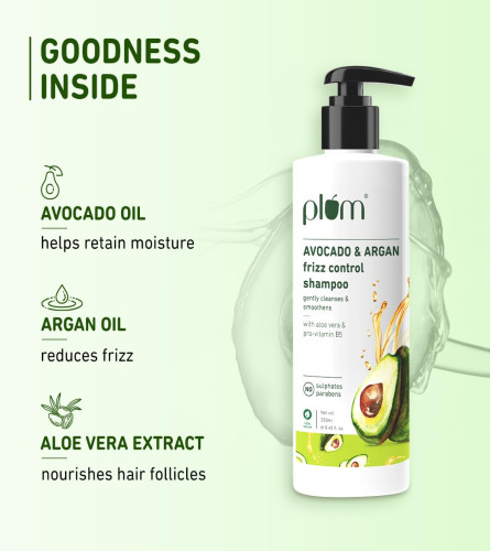 Champú Control del Frizz con Ciruela Aguacate y Argán para Cabello Rizado y Encrespado