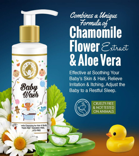Mom & World Baby Wash - Tear Free Gentle Cleansing For Hair & Body, 200ml