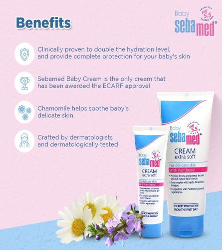 Sebamed Baby Cream Extra Soft 200m|Ph 5.5| Panthenol And Jojoba Oil|Clinically Tested| ECARF Approved ( Free Shipping )