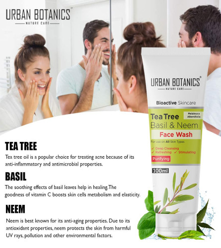 UrbanBotanics® Jabón Facial Purificante Árbol de Té, Albahaca y Neem