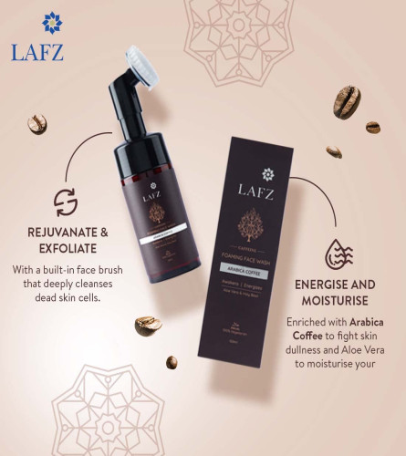 Lafz Jabón facial espumoso con cafeína con cepillo y café arábica