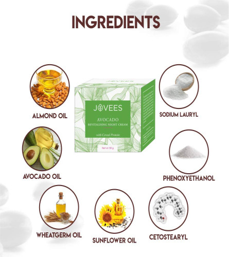 Jovees Nachtcreme mit Avocado für jüngere und strahlende Haut 50 gm (2er Pack) Kostenloser Versand
