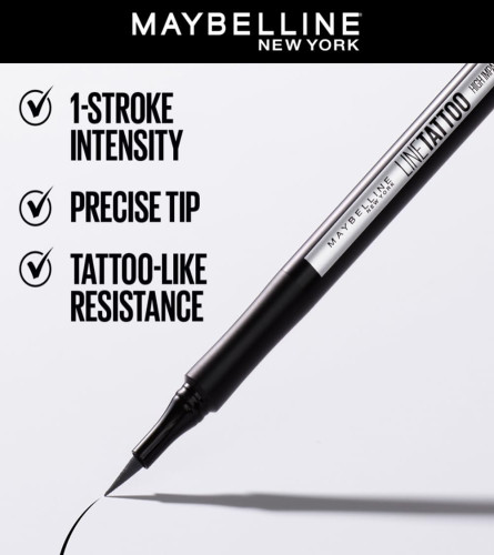Maybelline New York Eyeliner, Intense Eyeliner, Long-lasting, Felt-tip Applicator, Line Tattoo High Impact Liner, Black( Free Shipping )